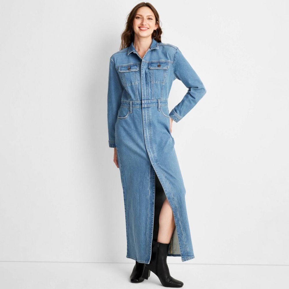 Long Sleeve Denim Maxi Shirtdress - Universal Thread